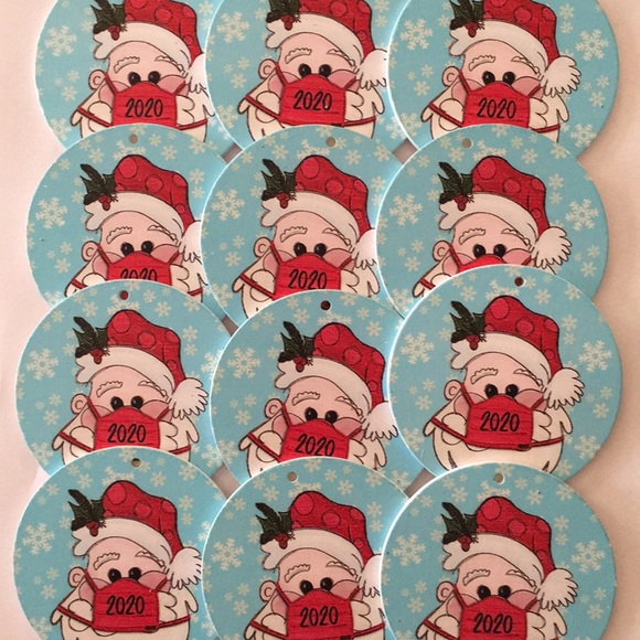 12 Christmas 2020 Ornament Santa wearing a mask